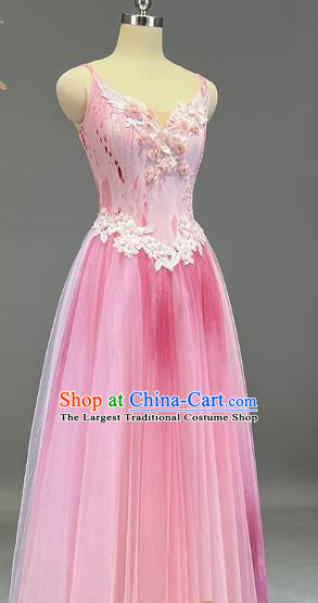 Opening Dance Big Swing Skirt Performance Costume Singing And Dancing Pink Gradient Gauze Skirt Modern Dance Long Skirt Female