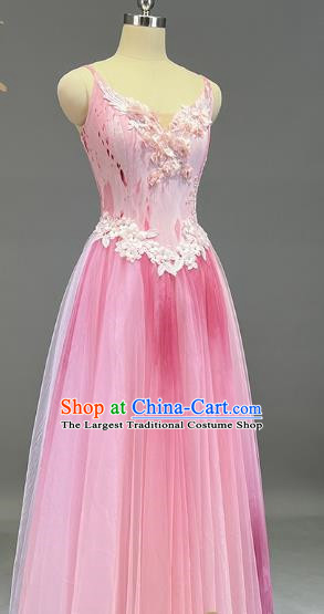 Opening Dance Big Swing Skirt Performance Costume Singing And Dancing Pink Gradient Gauze Skirt Modern Dance Long Skirt Female