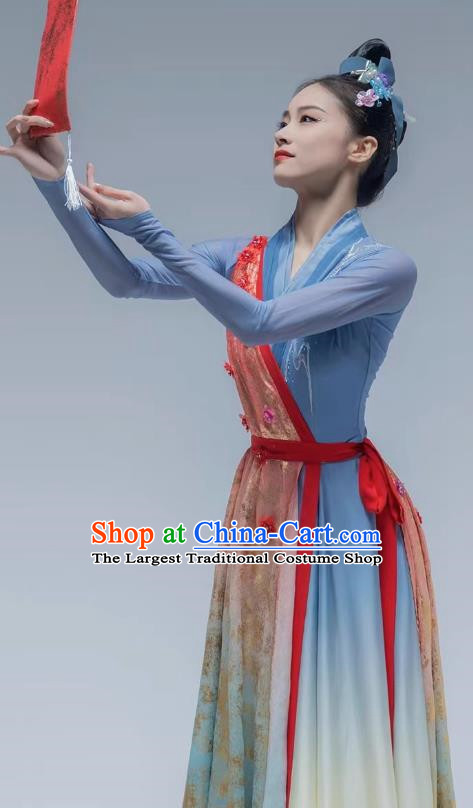 Classical Dance Performance Costume Peach Red Paper Dance Costume Art Test Solo Dance Competition Costume