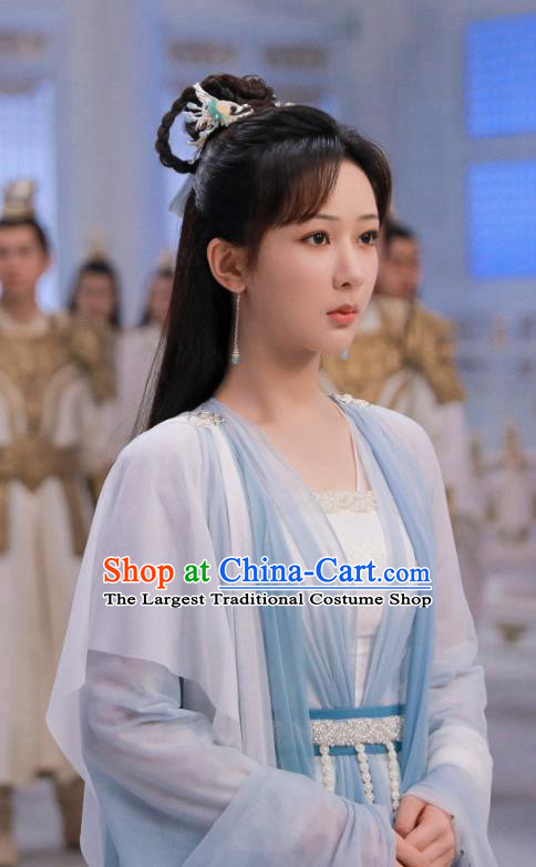 China Immortal Samsara Yang Zi Clothing Period Drama Chen Xiang Ru Xie Yan Dan Replica Costumes Ancient Fairy Blue Dress