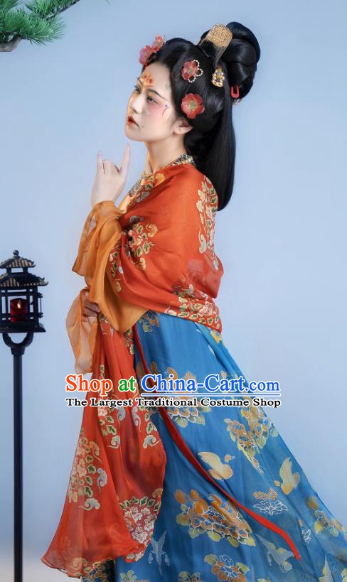 China Tang Dynasty Royal Empress Clothing Ancient Court Woman Dresses Traditional Female Hanfu Costumes Complete Set