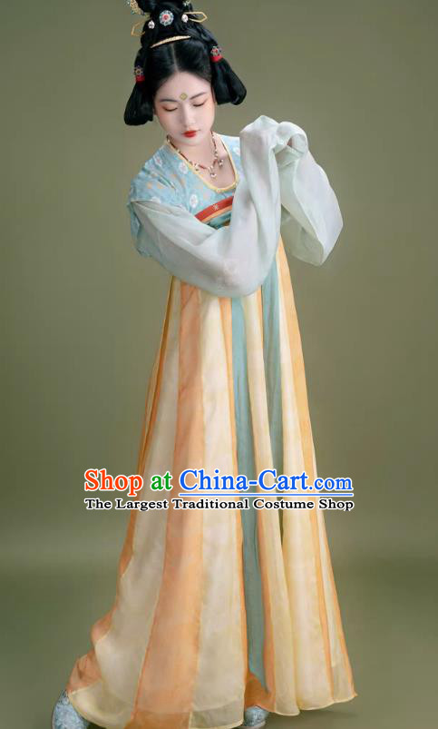 China Tang Dynasty Palace Lady Clothing Traditional Costumes Ancient Royal Princess Silk Dresses Woman Hanfu