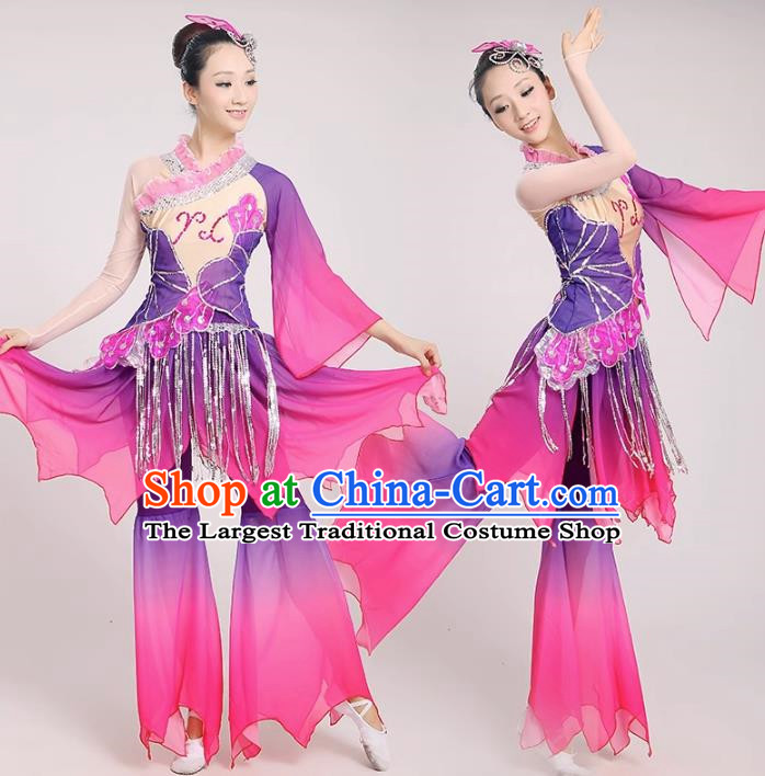 Classical Dance Performance Costume Female Elegant Fan Umbrella Dance New National Dance Costume Performance Square Dance Yangko Costume