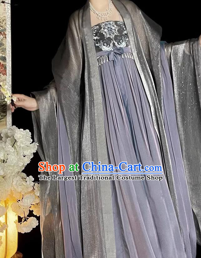 Chinese Tang Dynasty Empress Costumes Traditional Hanfu Woman Ruquan Ancient Goddess Purple Dresses