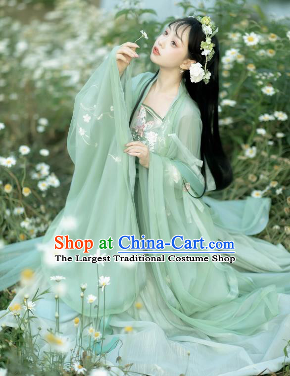Chinese Ancient Goddess Clothing Song Dynasty Royal Princess Costumes Traditional Woman Green Hanfu Dresses