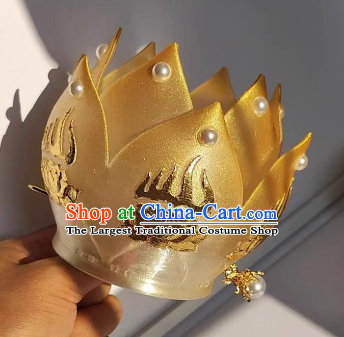 Chinese Handmade Song Dynasty Headdress Hanfu Hair Jewelries Ancient Empress Golden Lotus Crown