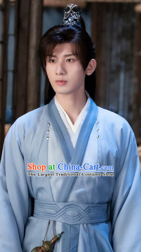 China Ancient Drama Swordsman Blue Clothing TV Series Immortal Samsara Young Hero Ying Yuan Garment Costumes