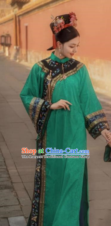 China TV Series Ruyi Royal Love in the Palace Manchu Woman Green Dress Ancient Empress Costumes Qing Dynasty Princess Clothing