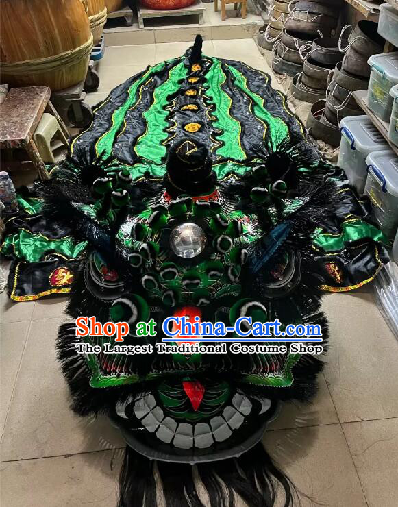 China Green Fut San Lion Outfit New Year World Competition and Parade Lion Dance Costume Complete Set