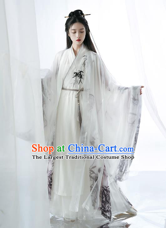 China Ancient Swordsman Clothing Wei Jin Dynasty Young Childe Costumes Traditional Ink Painting Bamboo Hanfu for Women for Men