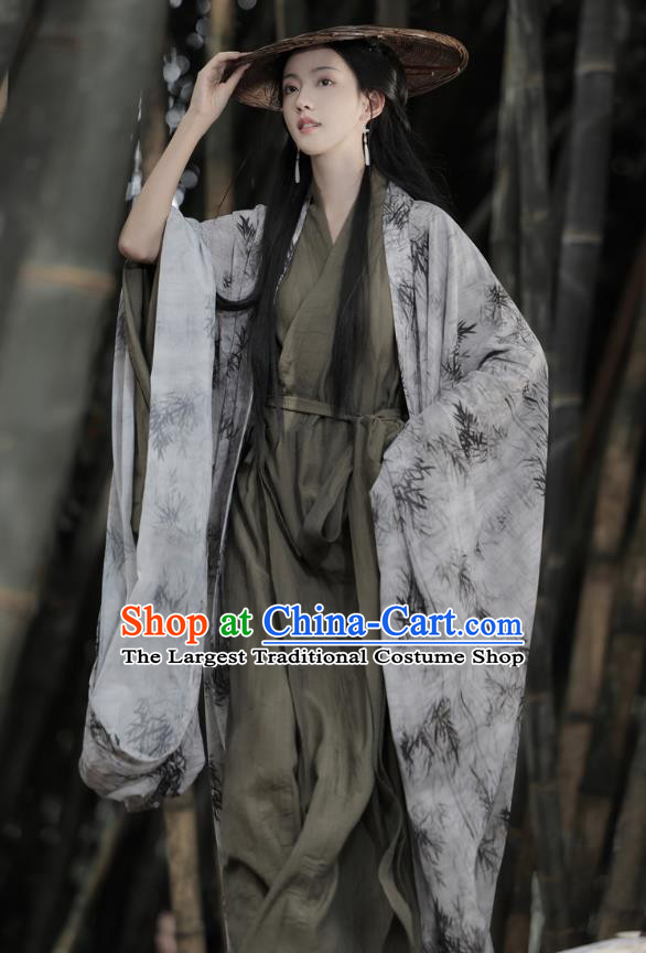 China Ancient Swordsman Hanfu Jin Dynasty Clothing Traditional Ink Painting Bamboo Costumes for Women for Men