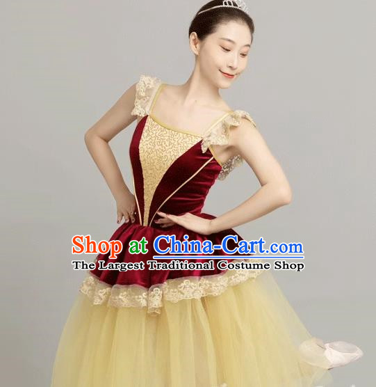 Women Sequined Gauze Dress Performance Costume Palace Wind Tutu Skirt Long Skirt Performance Costume Stage Costume