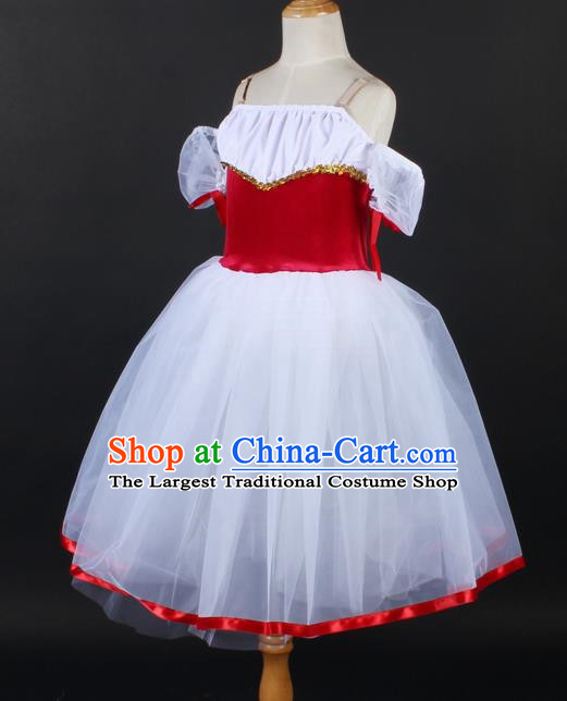 Children Long Ballet Dance Skirt One Shoulder Stage Princess Dress Costume Stage Costume