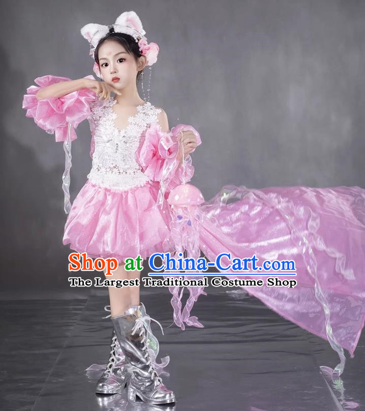 Girls Pink Fairy Dress Dress Spring Equinox Sea Of Flowers Catwalk Catwalk Sweet Dress