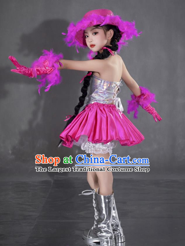 Girls Rose Red Tide Dress Yuan Universe Technology Style Sweet And Cool Princess Dress Six One Children Catwalk Performance Dress