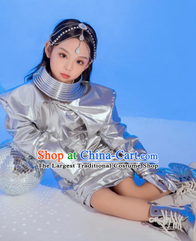 Girls Model Trendy Clothes Children Catwalk Show Silver Future Metal Technology Sense Yuan Universe Car Model Locomotive