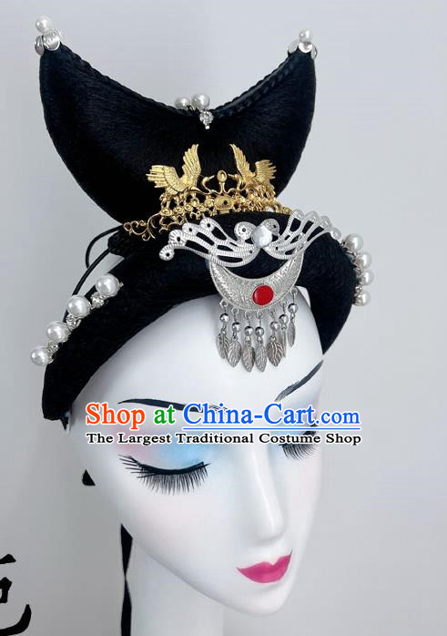 Chinese Classical Dance Banquet Solo Dance Wig Hair Bag Headdress Art Test National Dance Horn Bag Headdress Dance Performance Headdress