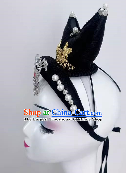 Chinese Classical Dance Banquet Solo Dance Wig Hair Bag Headdress Art Test National Dance Horn Bag Headdress Dance Performance Headdress