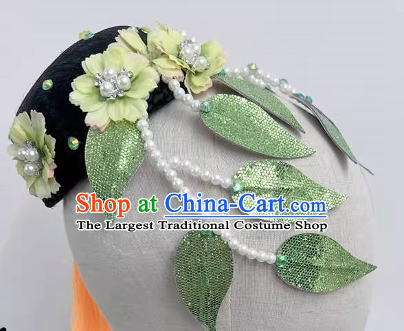 Chinese Classical Dance Fangchun Xing Wig Hair Bag Headdress Handmade Beaded Tassel Art Test Dance Headdress