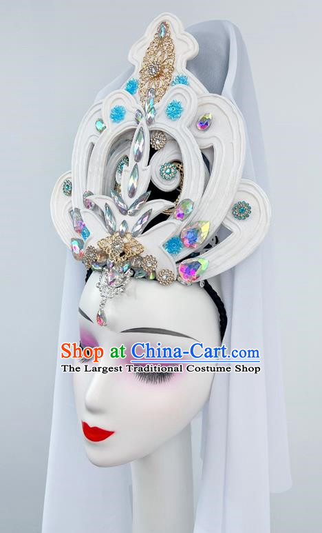 Chinese Classical Dance Headdress Ancient Costume Guanyin Bodhisattva Headdress Performance Film And Television Drama Guanyin Bodhisattva Costume Props Hair Bun