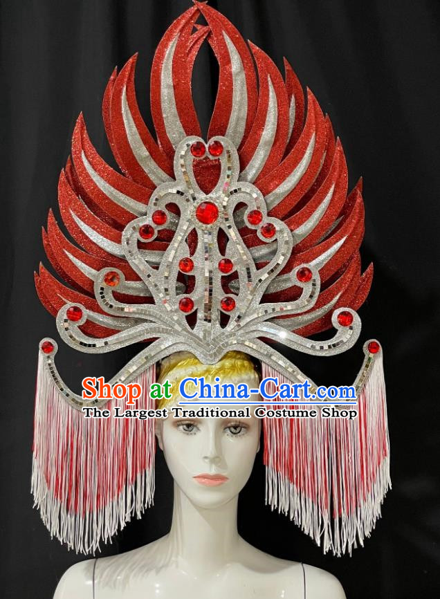 Extravagant Tassel Opener Show Performance Feather Headdress Dance Team Samba Costumes Carnival Halloween