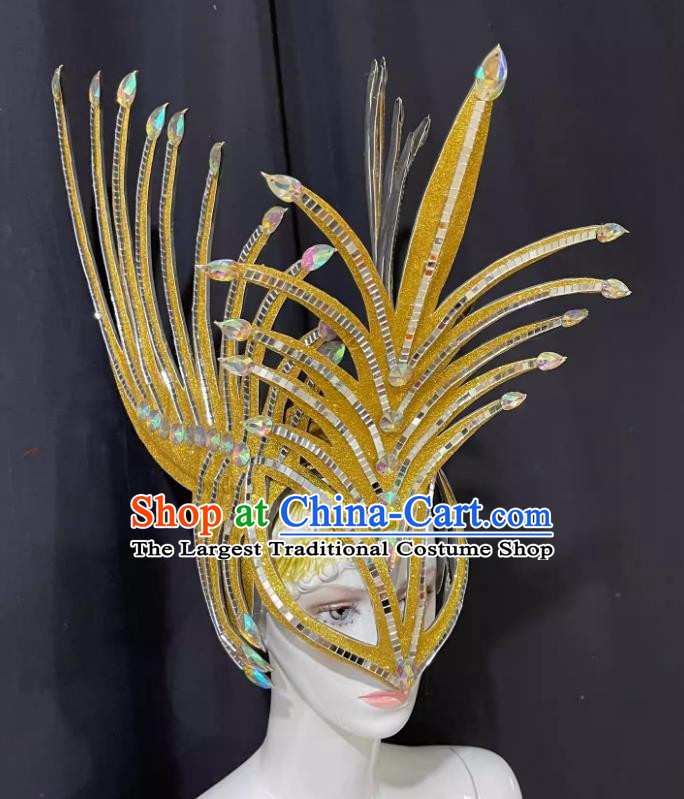 Golden Mask Prologue Performance Show Feather Headdress Dance Team Samba Costumes Carnival Halloween