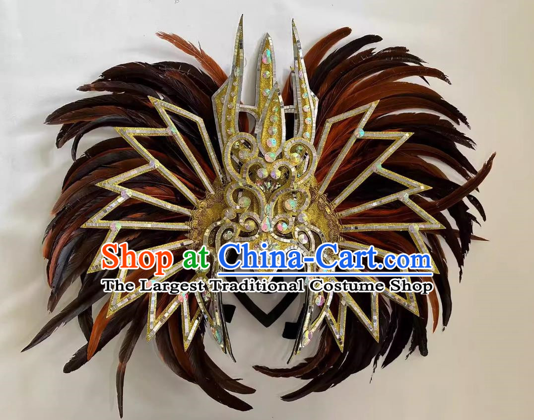 Brown Opening Dance Performance Feather Headdress Team Samba Mardi Gras Halloween