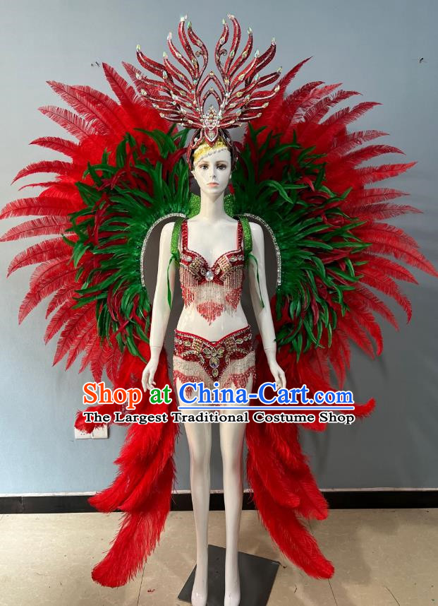 Luxury Catwalk Costumes Opening Dance Show Feather Headdress Dance Team Samba Costumes Carnival Halloween