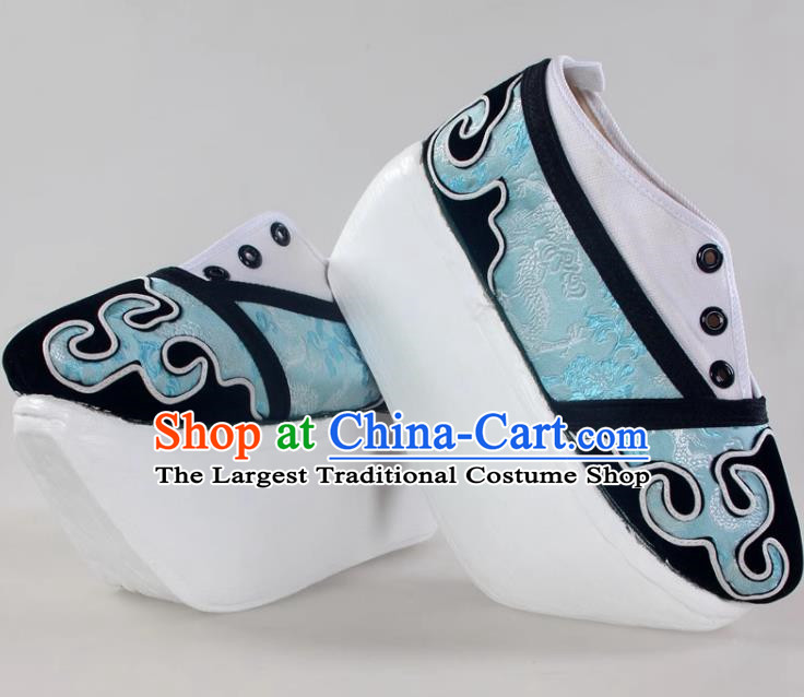 Light Blue Niche Shoes Cover Shoes Cloud Head Boots Shaoxing Opera Shoes Liang Shanbo Zhu Yingtai Stage Performance Performance Opera Ancient Costume