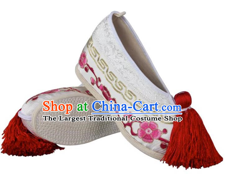 Thousand Layer Bottom Inner Heightened Plum Blossom Embroidered Shoes Huadan Color Shoes Miss Xiaodan Hook Gold Cloth Shoes Female Handmade