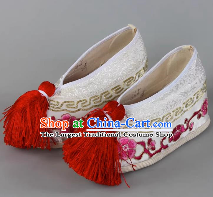 Thousand Layer Bottom Inner Heightened Plum Blossom Embroidered Shoes Huadan Color Shoes Miss Xiaodan Hook Gold Cloth Shoes Female Handmade
