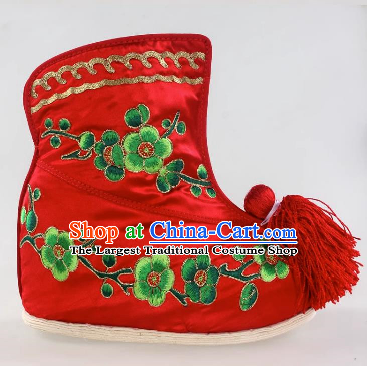 Thousand Layer Bottom Inner Heightened Plum Blossom Embroidered Fast Boots Opera Wudan Cloth Bottom Color Shoes Dance Shoe Dance Performance