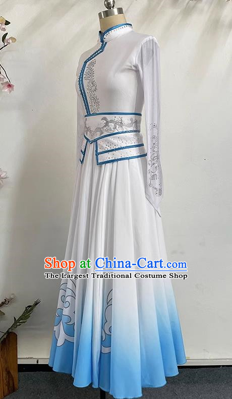 China Mongolian Clothing Performance Clothing Elegant Large Skirt Gradient Color Self Cultivation Dress Long Skirt Art Test Practice Performance Clothing