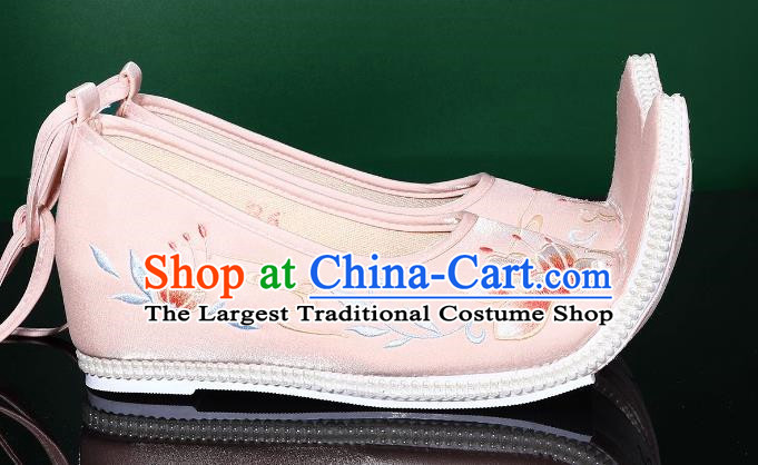 Hanfu Shoes Women Embroidered Phoenix Pink Shoes