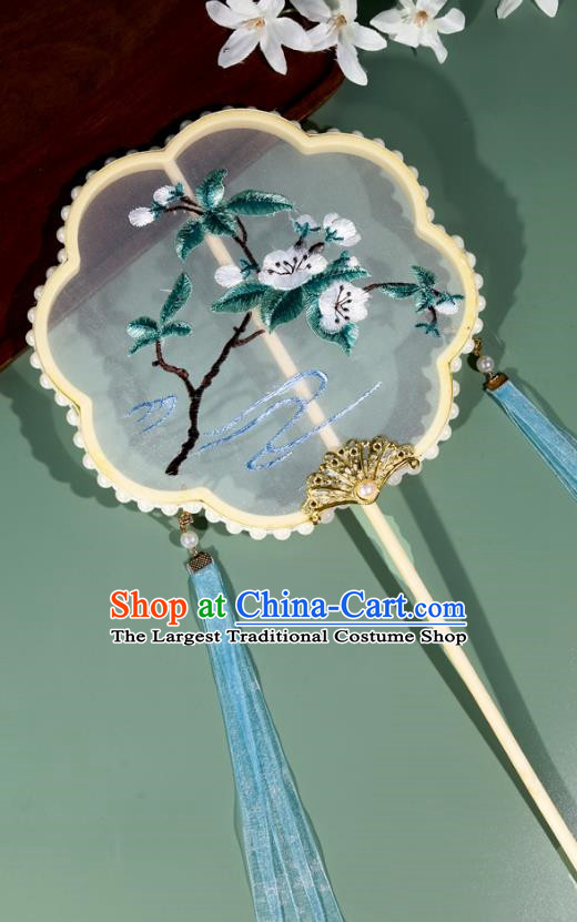 Group Fan Ancient Fan Chinese Style Double Sided Embroidery Round Ancient Hanfu Cheongsam Dance Fan Su Embroidery Streamer