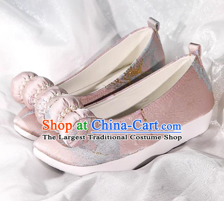 Hanfu Shoes Ink Painting Hand Embossed Raised Toe Cloth Shoes