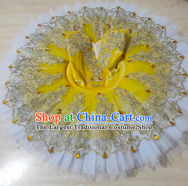 Yellow Girls Professional Ballet Skirt Dance Costume Children Swan Lake Performance Costume Tutu Skirt Children Little Swan Tutu Skirt