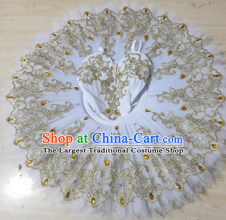 White Girls Professional Ballet Skirt Dance Costume Children Swan Lake Performance Costume Tutu Skirt Children Little Swan Tutu Skirt