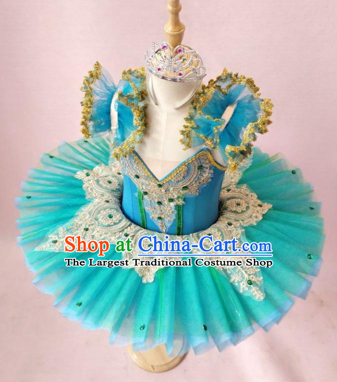 Ballet Skirt Children Costumes Swan Lake Tutu Skirt Sling Gauze Skirt Blue Green Little Swan Dance Tutu Skirt