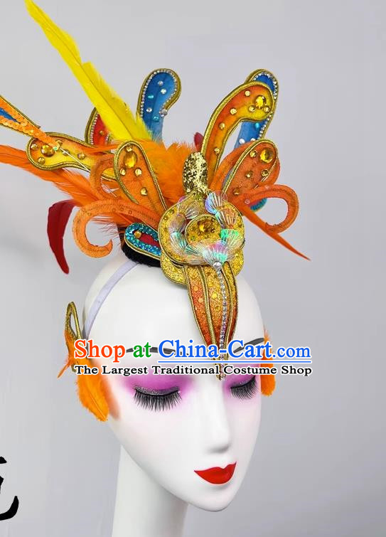 Chinese Dance Drama Crested Ibis Dance Dance Performance Feather Three Dimensional Headdress Children Performance Stage Performance Dance Hair Accessories Catwalk Show