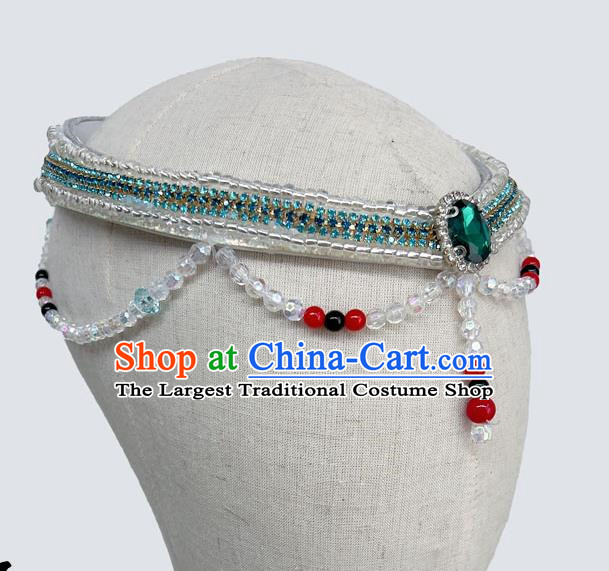 Mongolian Ethnic Dance Headdress Female Performance Headdress Beaded Beads Handmade Headdress Female Performance Dance Costume Accessories