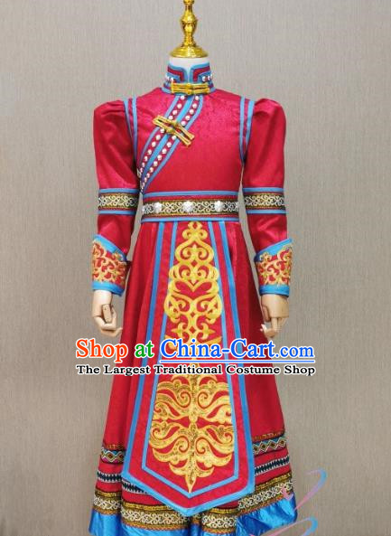 Red Children Mongolian Dance Costume Happy Sunshine Girl Solo Mongolian Costume Female Skirt
