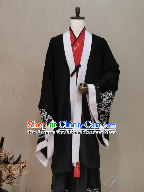 Black Embroidered Hanfu Men Chinese Style Ancient Style Wei Jin Scholar Costume Ancient Costume Costume