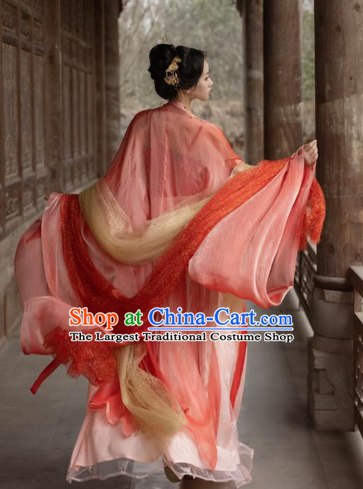 Tang Dynasty Embroidered Costumes Traditional Woman Hanfu China Ancient Royal Princess Red Dresses