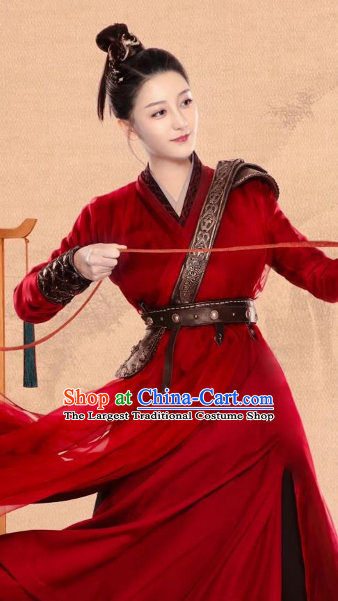 TV Series Ms Cupid In Love Policewoman Jing Clothing China Ancient Female Swordsman Red Costumes