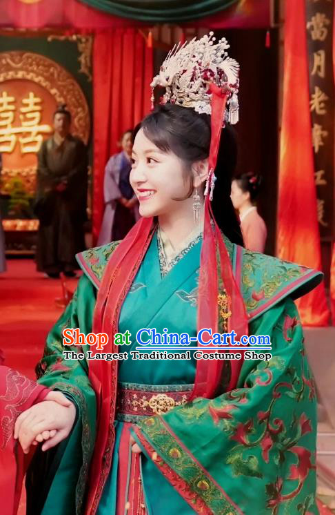China Ancient Princess Green Costumes Traditional Wedding Dress TV Series Ms Cupid In Love Shangguan Ya Clothing