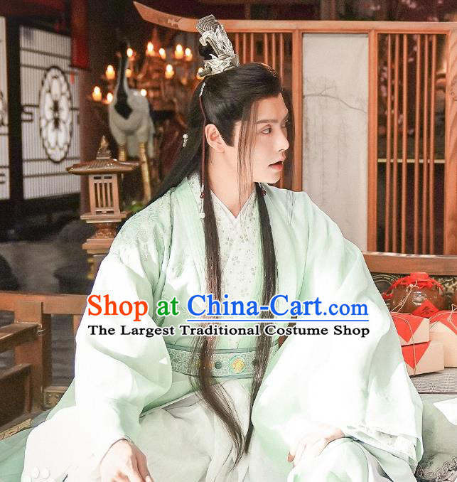 China Traditional Hanfu TV Series Ms Cupid In Love Censor Xu Yunchuan Clothing Ancient Young Childe Light Green Costumes