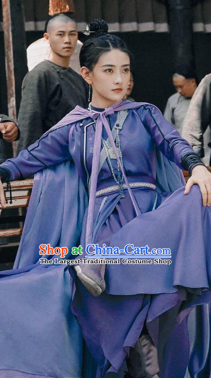 China Traditional Chivalrous Women Purple Dress Wuxia TV Series Fei Hu Wai Zhuan Yuan Ziyi Clothing Ancient Female Swordsman Costumes
