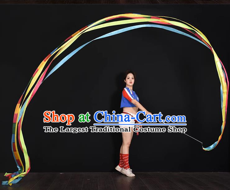 China Folk Dance Prop Handmade Square Dancing Four Ribbons Physical Training Colorful Silks