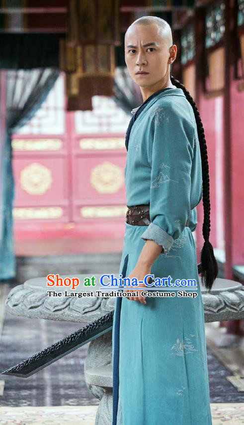 China Ancient Hero Costumes Qing Dynasty Male Garments Wuxia TV Series Fei Hu Wai Zhuan Hu Fei Clothing